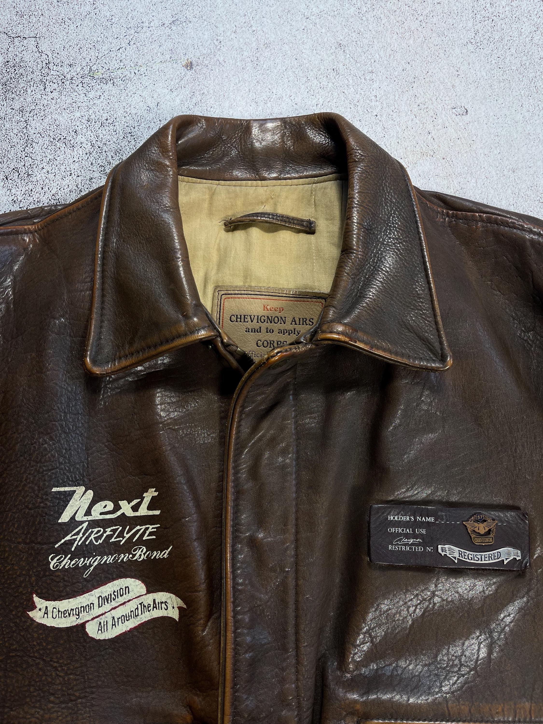 Chevignon Vintage 80s' Leather Airflyte Jacket A2 US.ARMY Chevignon Vintage 80s' Leather Airflyte Jacket A2 US.ARMY