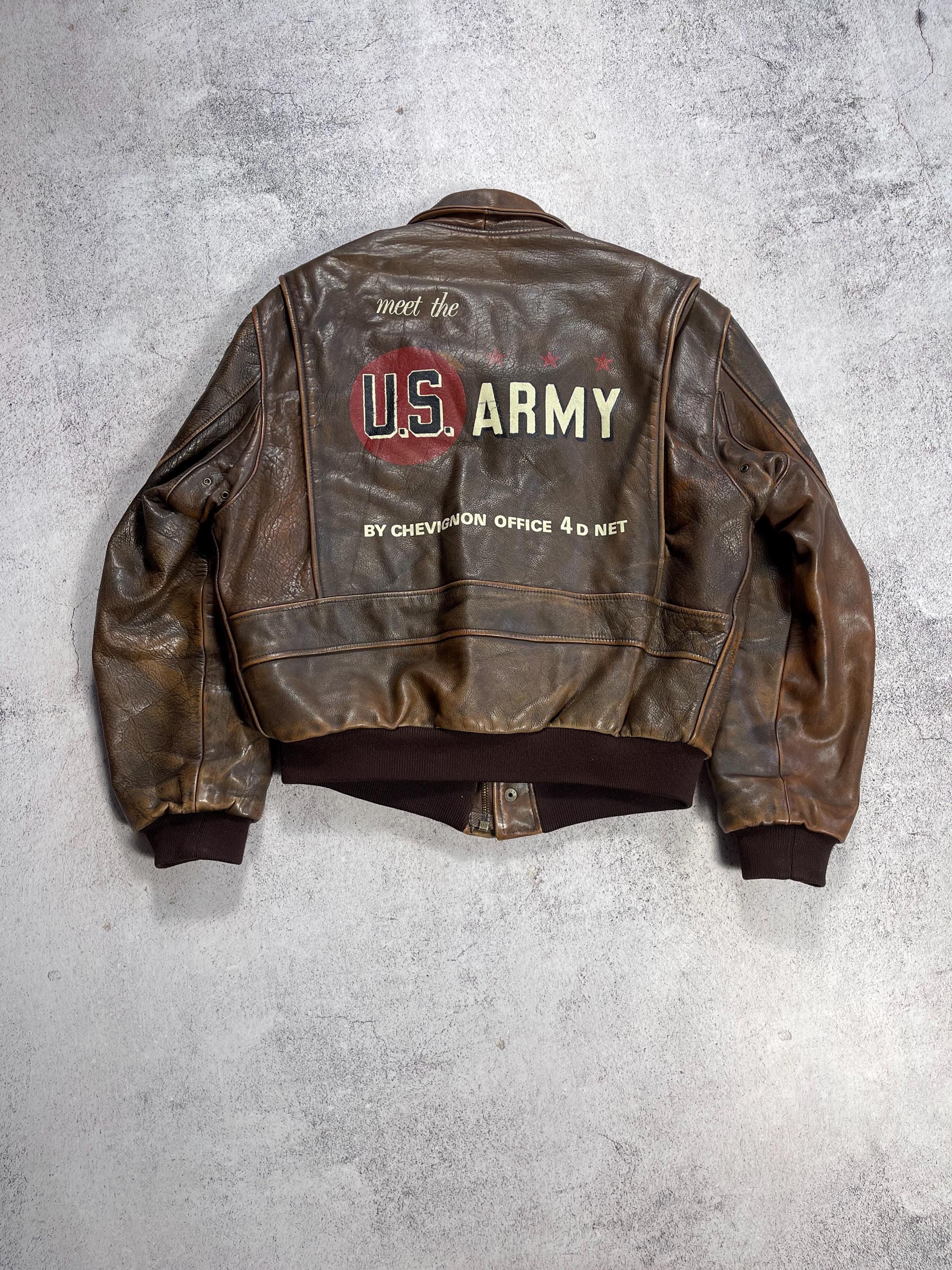 Chevignon Vintage 80s' Leather Airflyte Jacket A2 US.ARMY Chevignon Vintage 80s' Leather Airflyte Jacket A2 US.ARMY