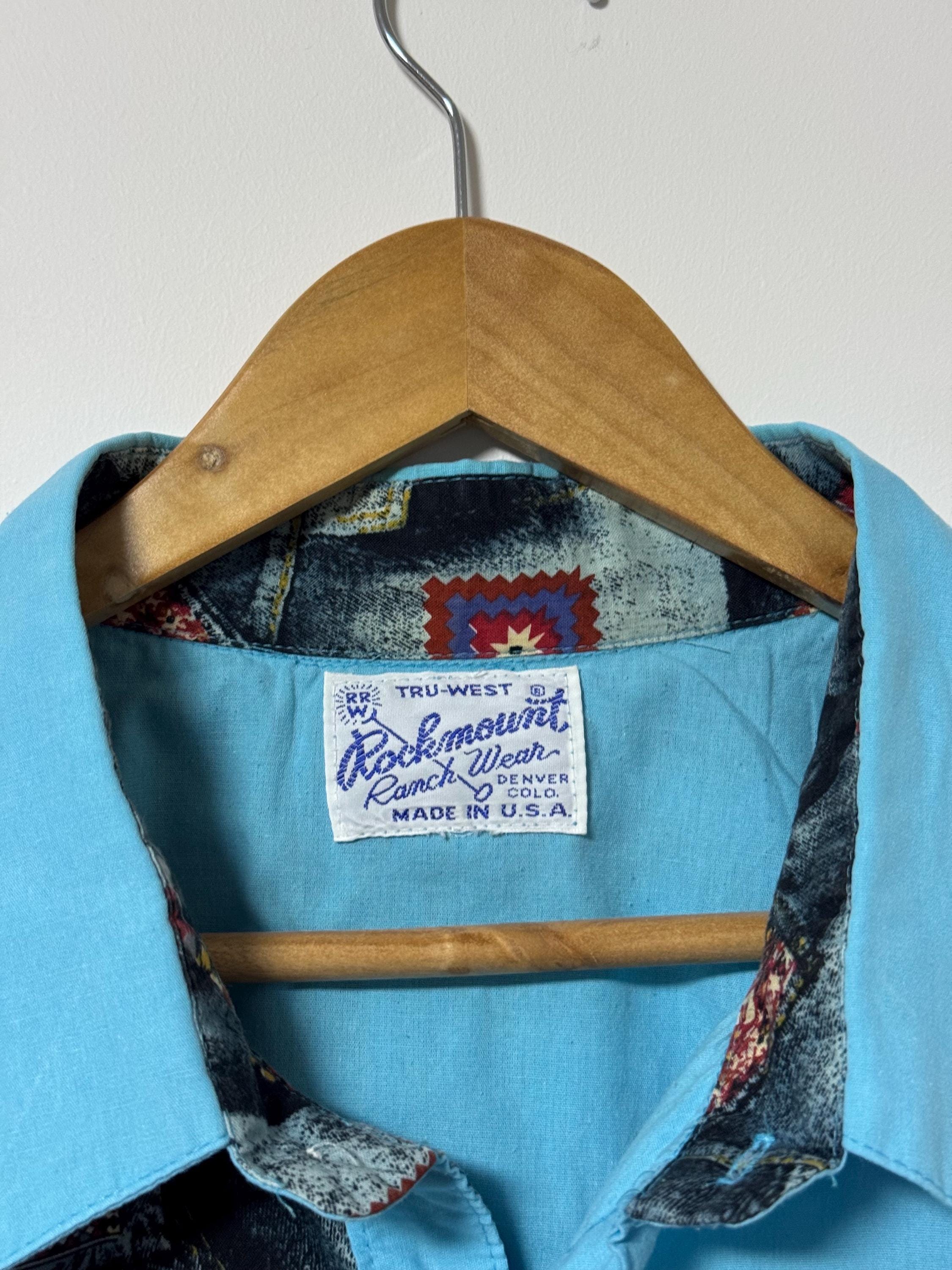 Rockmount USA Tru West Ranch Wear Pearl Snap Aztec Embroidered