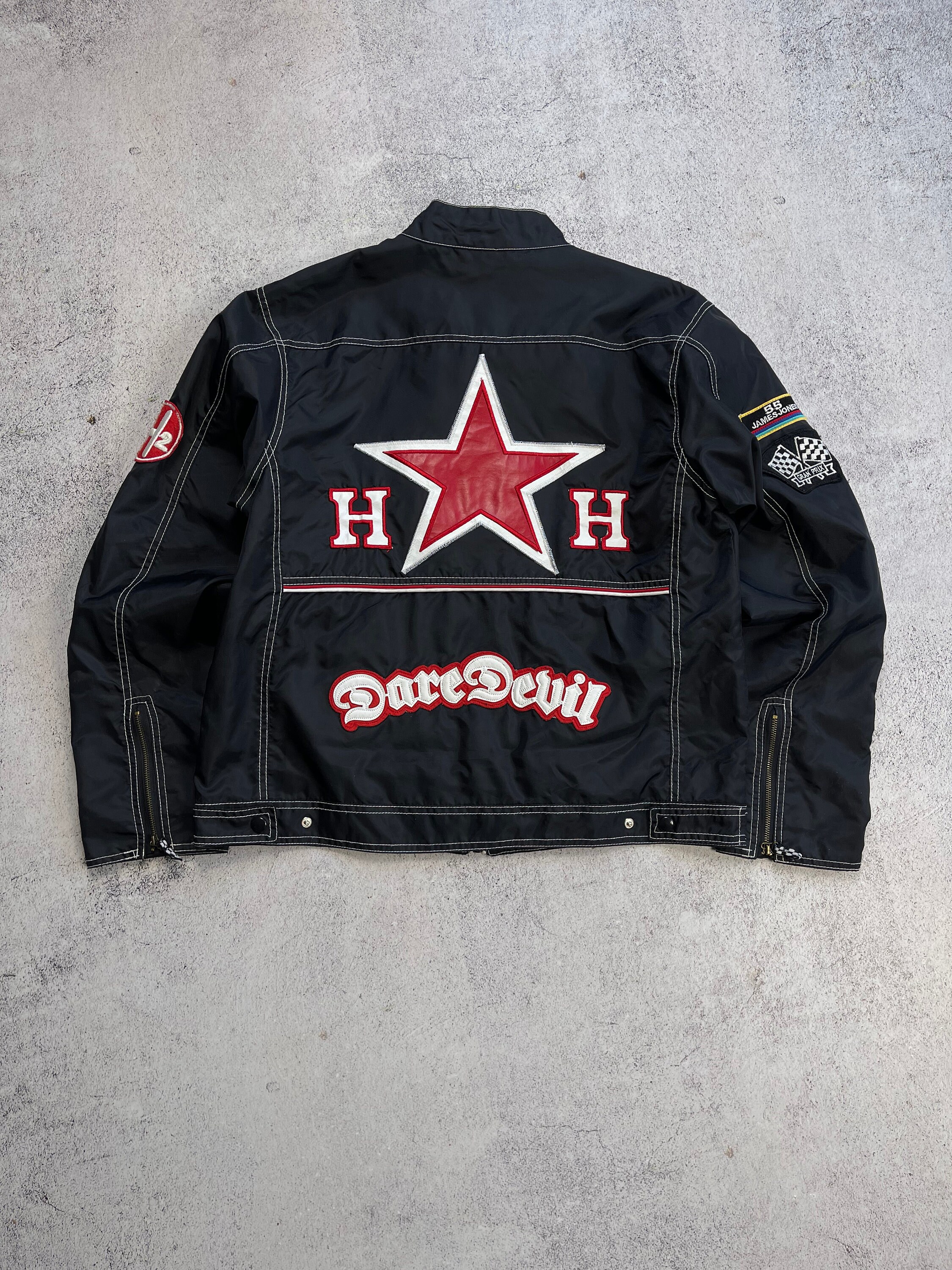Harrison Gibson Vintage Racing Team Jacket Dare Devil Star Nascar