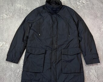 Allegri Milano Navy Blue Nylon Waterprof Rain Hooded Jacket City