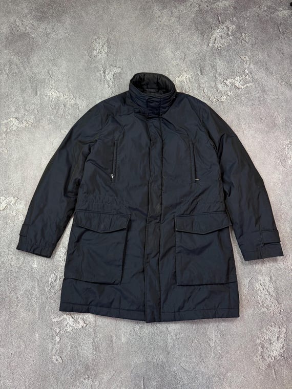 Allegri Milano Navy Blue Nylon Waterprof Rain Hooded Jacket City