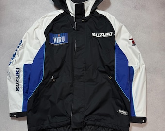 Vintage Suzuki Alstare Racing Jacket Winter Viru Black/Blue Size XL Mens Y2K 90s