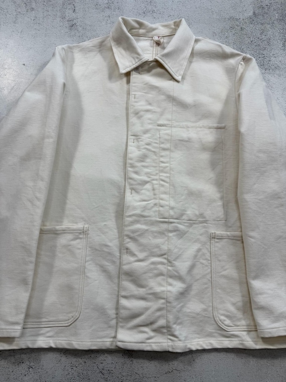 【Rare】50s French Work Jacket Sack Coat Vintage 1940/50s Sanfor French Work Jacket Cotton Twi… - Gem