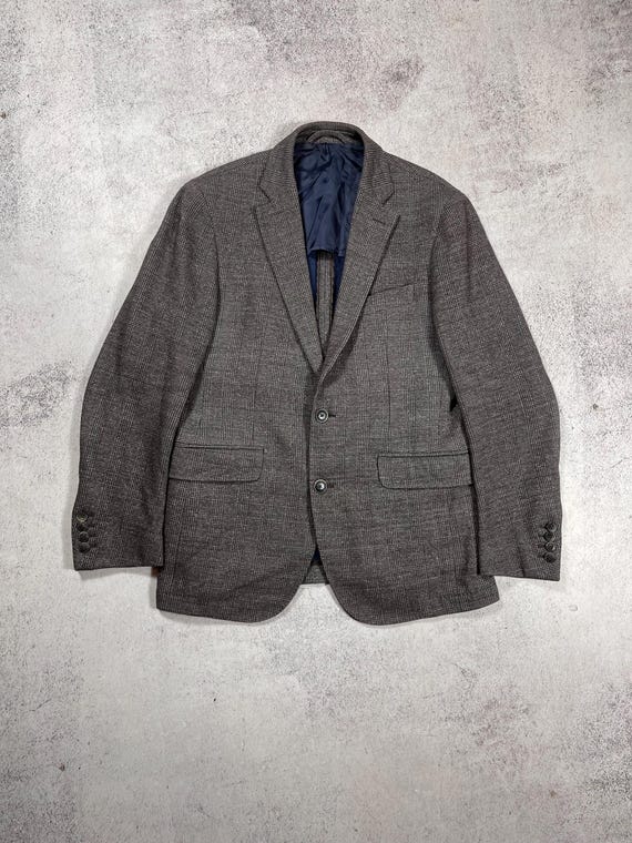 Hackett, Hackett London Men's Tweed Check Jacket Gray 2 Piece Blazer Size 38/48R