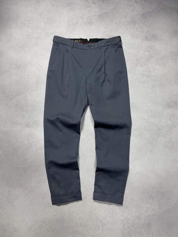 Loro Piana, Loro Piana Womens Cotton Zip Button Straight Dress Pants Gray Size 42 Luxury