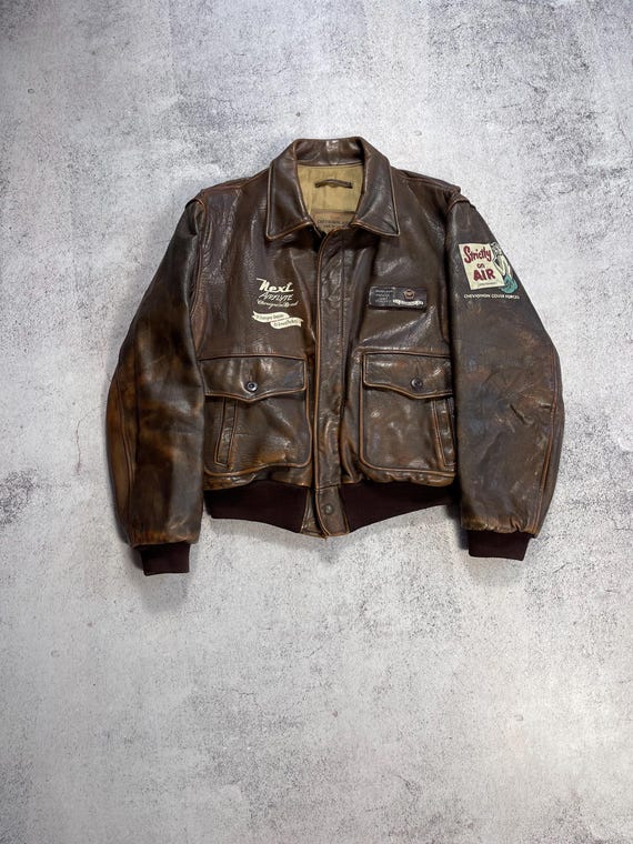 Chevignon Vintage 80s' Leather Airflyte Jacket A2 US.ARMY Chevignon Vintage 80s' Leather Airflyte Jacket A2 US.ARMY