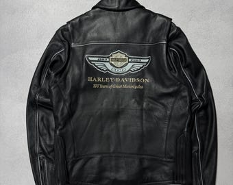 Harley Davidson Racing 100 Years Anniversary Black Leather Biker