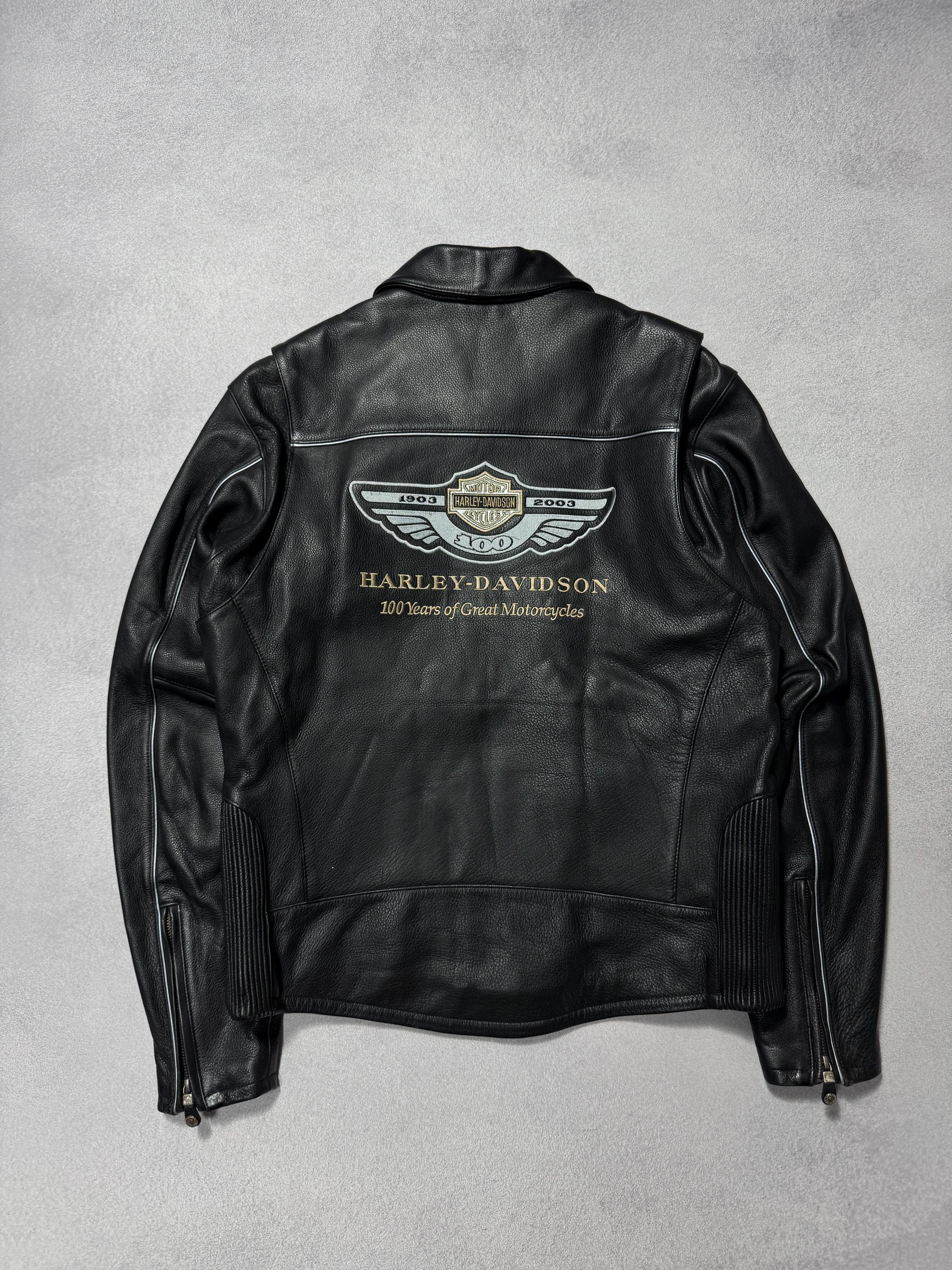 Harley Davidson Racing 100 Years Anniversary Black Leather Biker