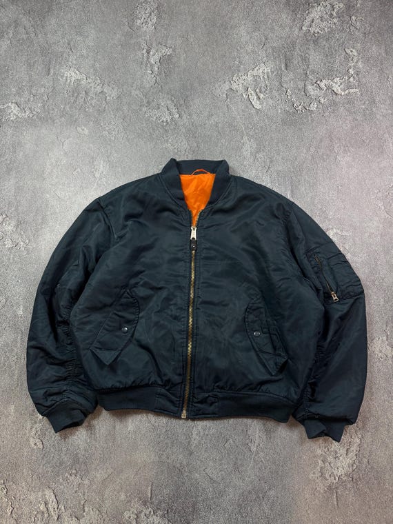 ジャケット・アウター MA-1 u vintage Vintage MA-1 USAF Flyer's Reversible Navy Blue/orange Bomber