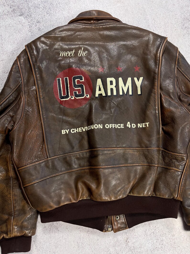 Veste Aviateur Vintage Chevignon En Cuir - Taille 2XL - Style Air Force Années 80 - Occasion Très Bon état