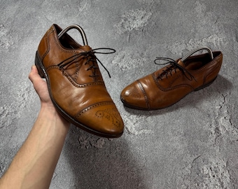 Vintage 80s Allen Edmonds Macneil Burgundy Shell Cordovan Longwing