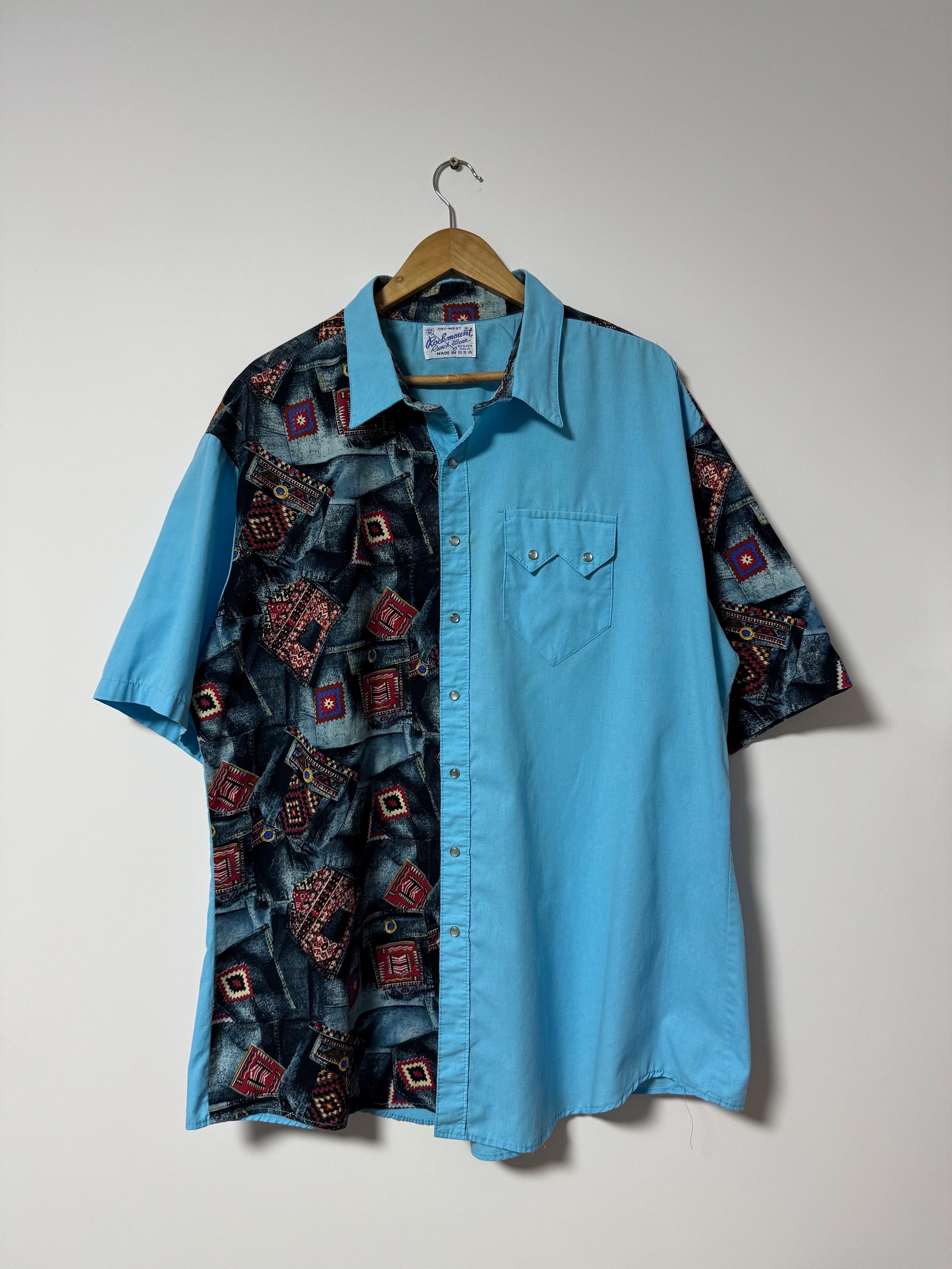 Rockmount USA Tru West Ranch Wear Pearl Snap Aztec Embroidered