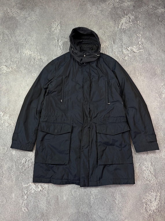 Allegri Milano Navy Blue Nylon Waterprof Rain Hooded Jacket City