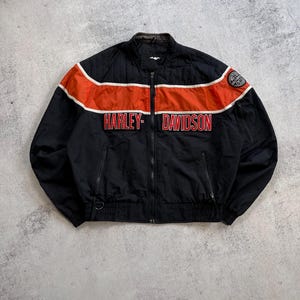 Giacca da motociclista in nylon vintage da uomo Harley Davidson