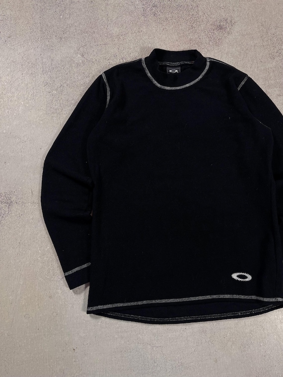 Oakley Software Vintage 90s Men's Mock Neck Black Pullover Fleece