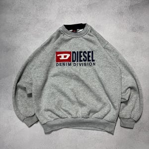 RARE Vintage Diesel Big Logo 90s Sweatshirt Y2K Mens Gray Size M
