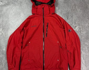 Vintage Mammut Dry Tech Red Jacket Premium Ski Hooded Outdoor Sz S Hiking Gorpcore