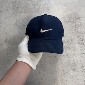 Nike Swoosh Vintage Cap Navy Blue Adjustable Hat 90's One Size - Etsy