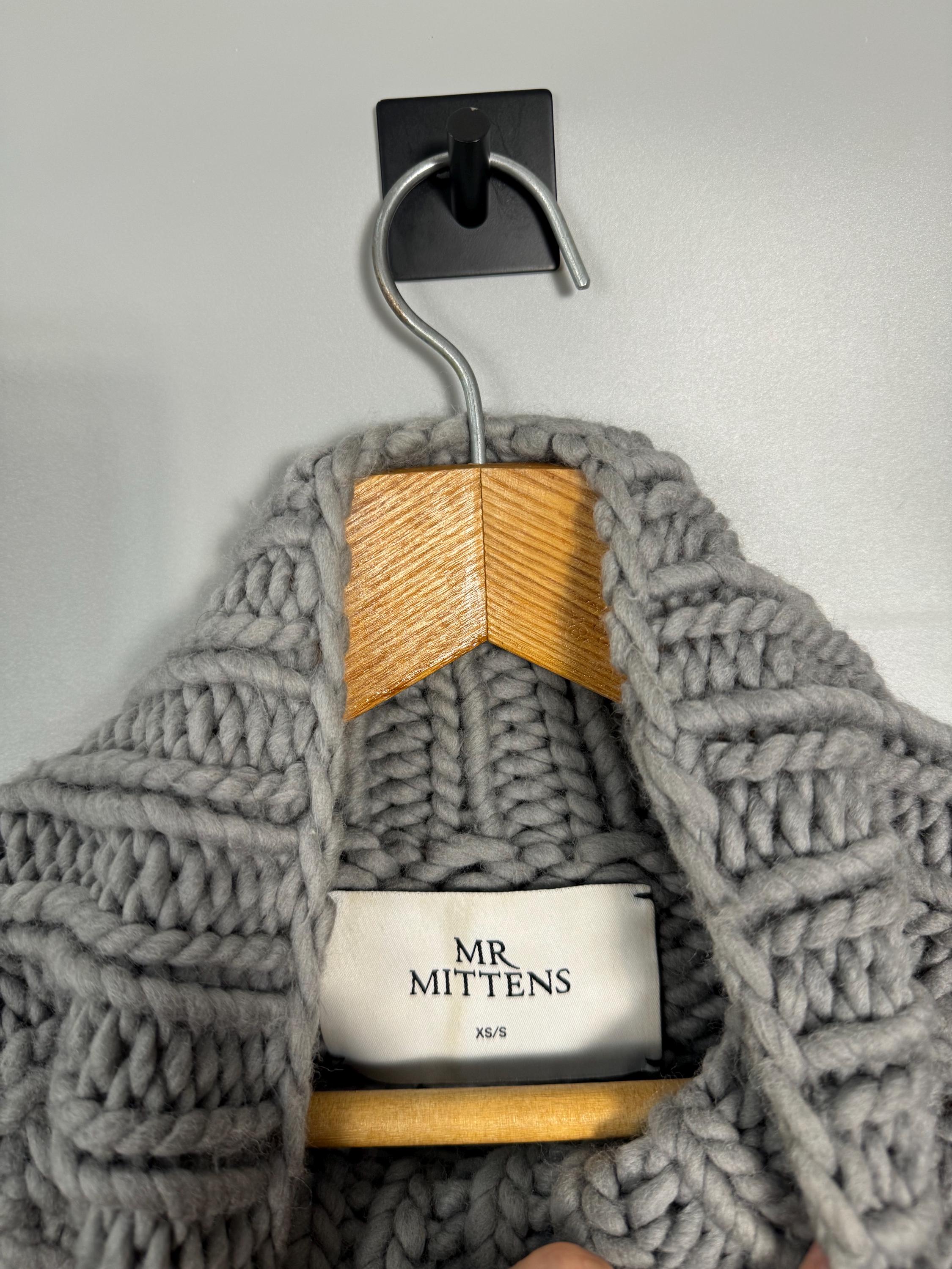 I Love Mr MITTENS Grey Cabled Sleeve Chunky Oversized Knit