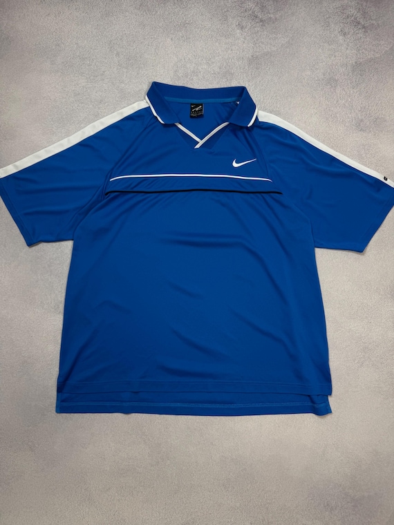 Vintage Nike Challenge Court Andre Agassi Tennis Blue Shirt 1997