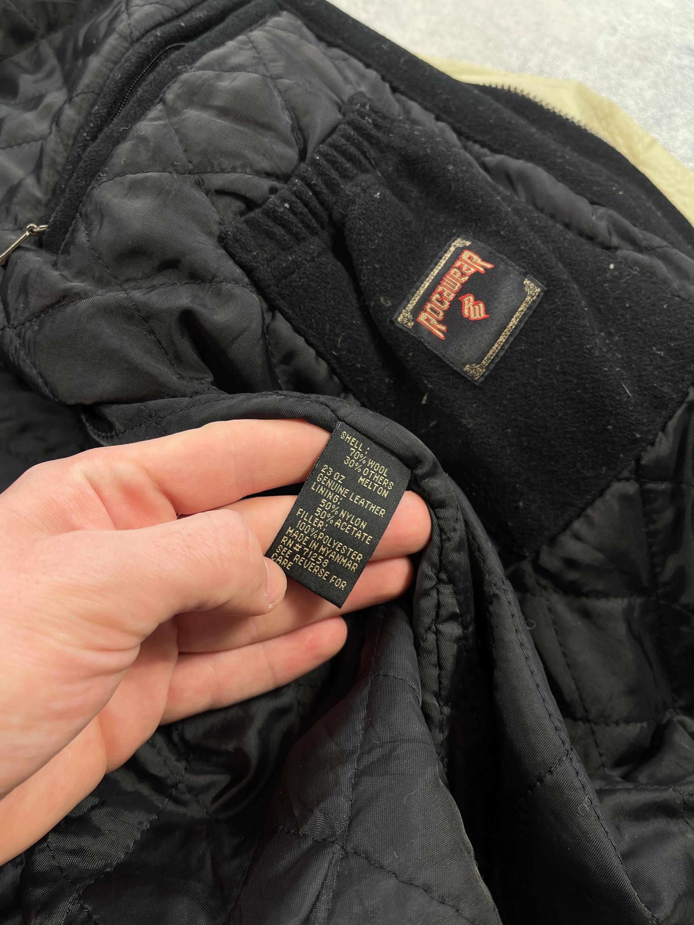 Roca Wear Men's Vintage 90s' Wool/leather Bomber Varsity Hip Roca Wear Men's Vintage 90s' Wool/leather Bomber Varsity Hip