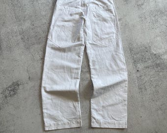 Dolce Gabbana Vintage 90s' Women's Baggy Linen Pants Y2k White Pockets Jeans