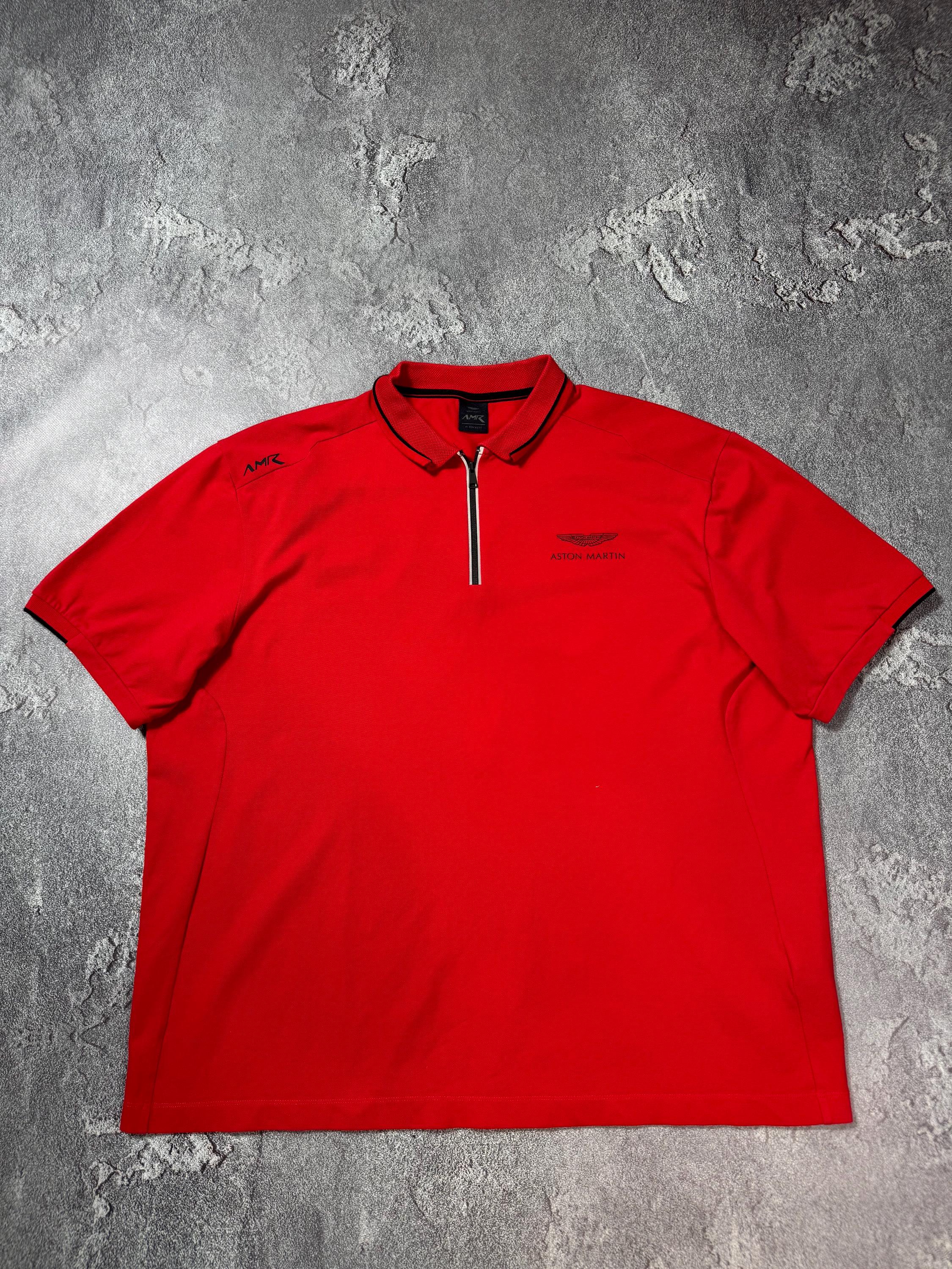 Buy Vintage Aston Martin AMR by Hackett Y2K Red Zip Polo T-shirt