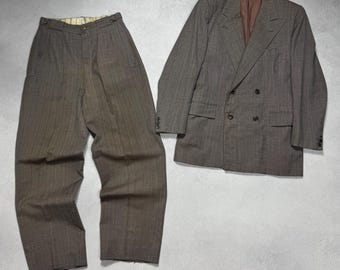 ダブルブレストジャケット - 1930年代/1940年代 - ブラウン - Etsy 日本