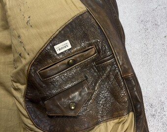 Chevignon Vintage 80s' Leather Airflyte Jacket A2 US.ARMY