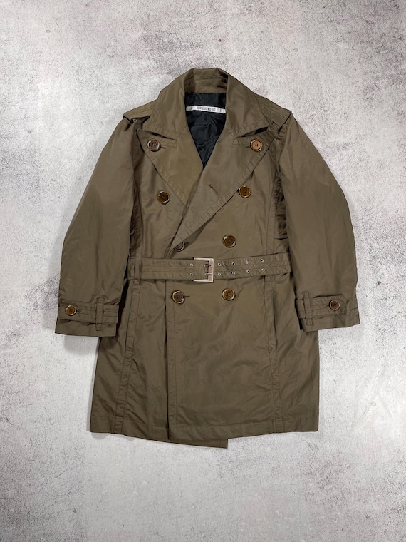Dirk Bikkembergs, Dirk Bikkembergs Men's Vintage 90s Belted Trench Coat Archive Jacket Size 50