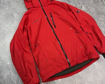 Vintage Mammut Dry Tech Red Jacket Premium Ski Hooded Outdoor Sz S