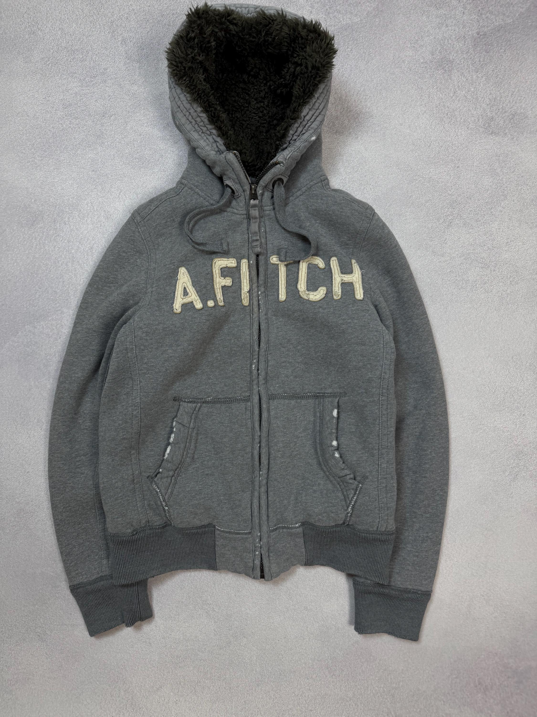 Rare Abercrombie & Fitch Y2K Wolf Jaw Jacket Fur Faux Zip Hoodie