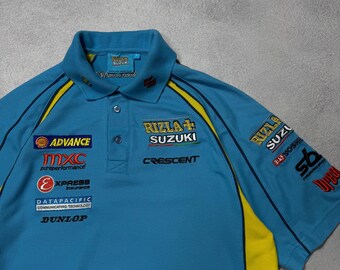 Suzuki Rizla Moto GP Racing Y2K Polo T-shirt Vintage by Dread Size