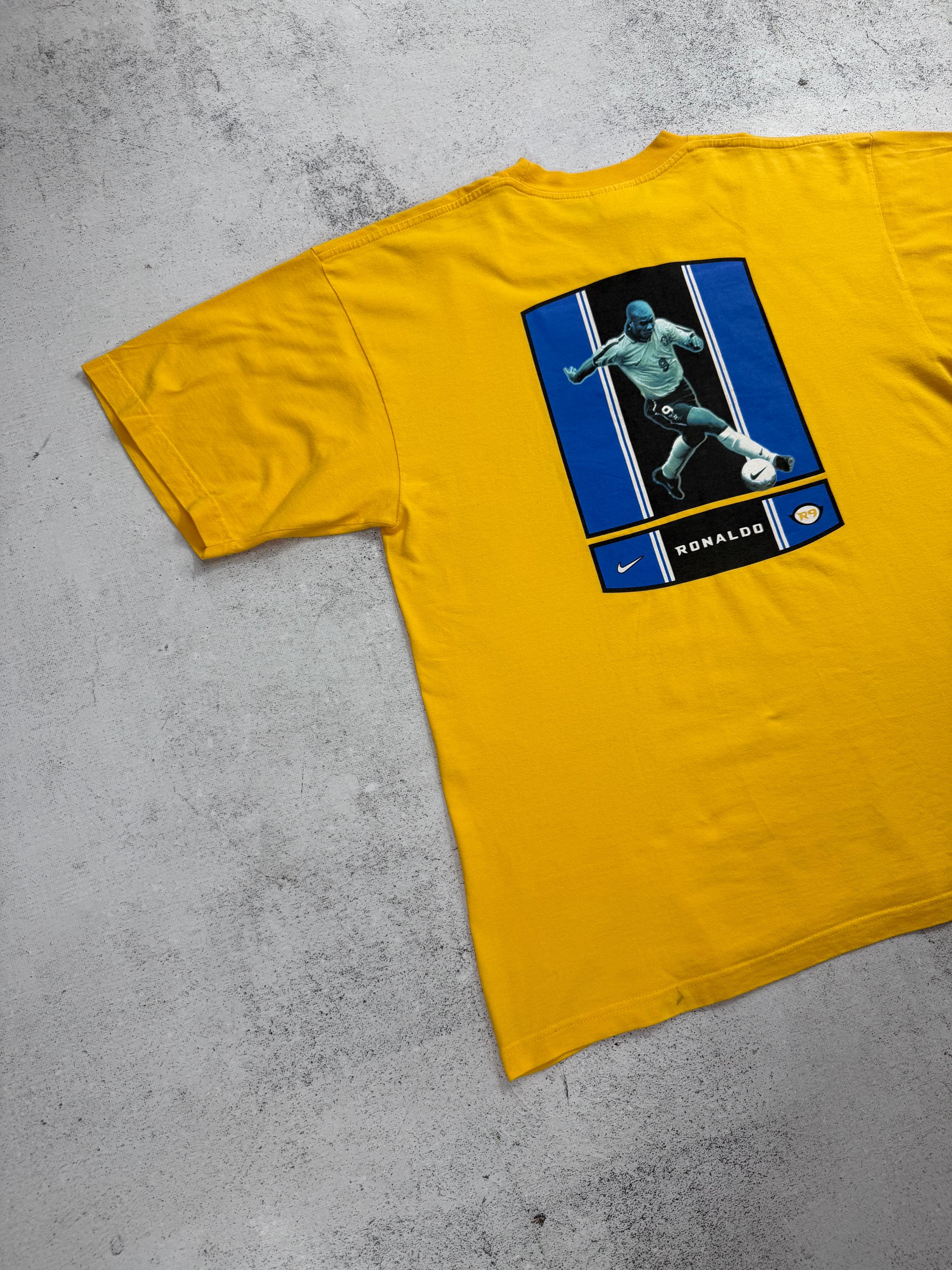 Nike R9 Vintage Ronaldo Brazil Men's Archive 90s Yellow Rare T