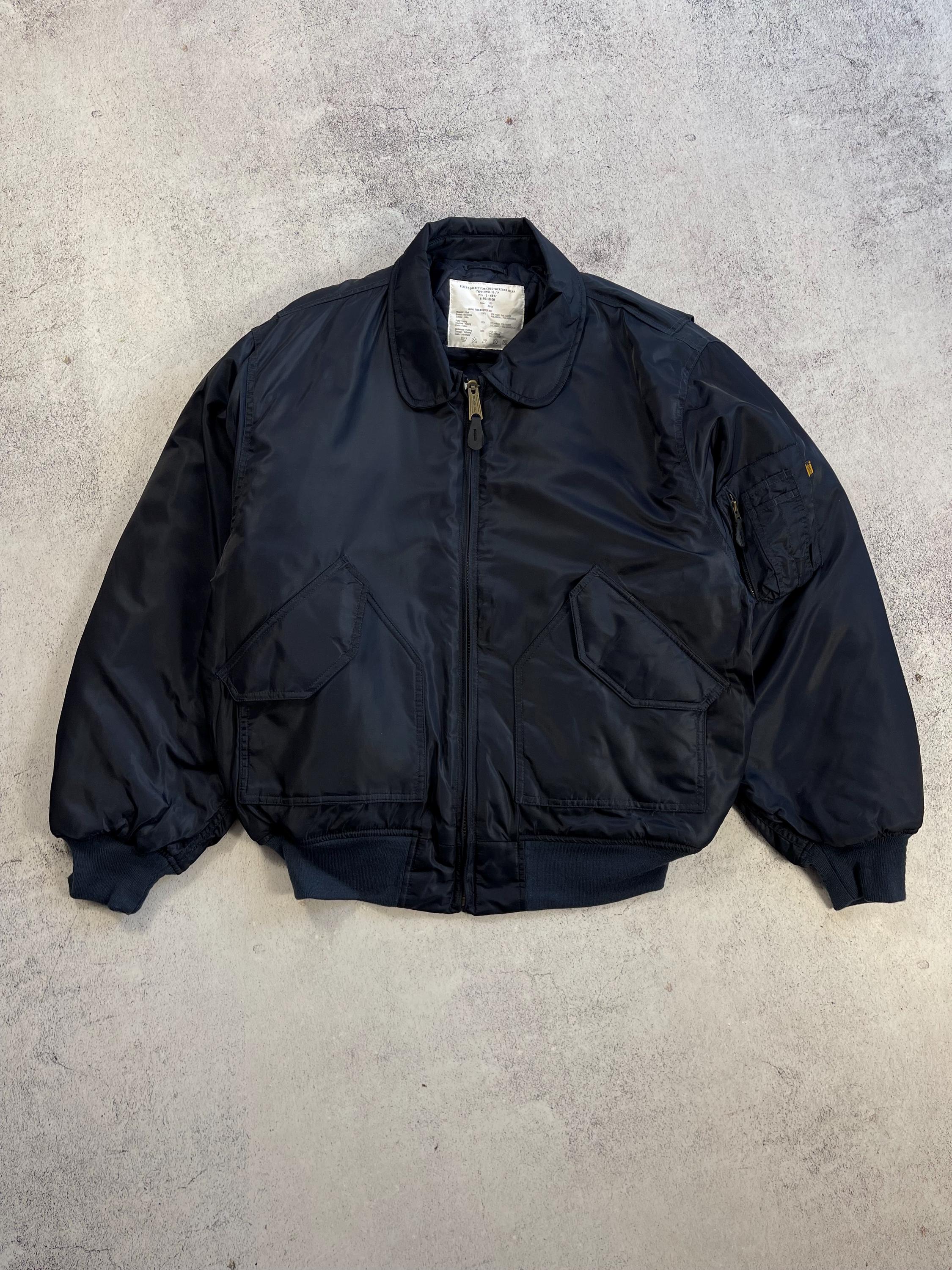 Men's Vintage CWU-36/P Vintage Navy Blue Nylon Flight Bomber Men's Vintage CWU-36/P Vintage Navy Blue Nylon Flight Bomber