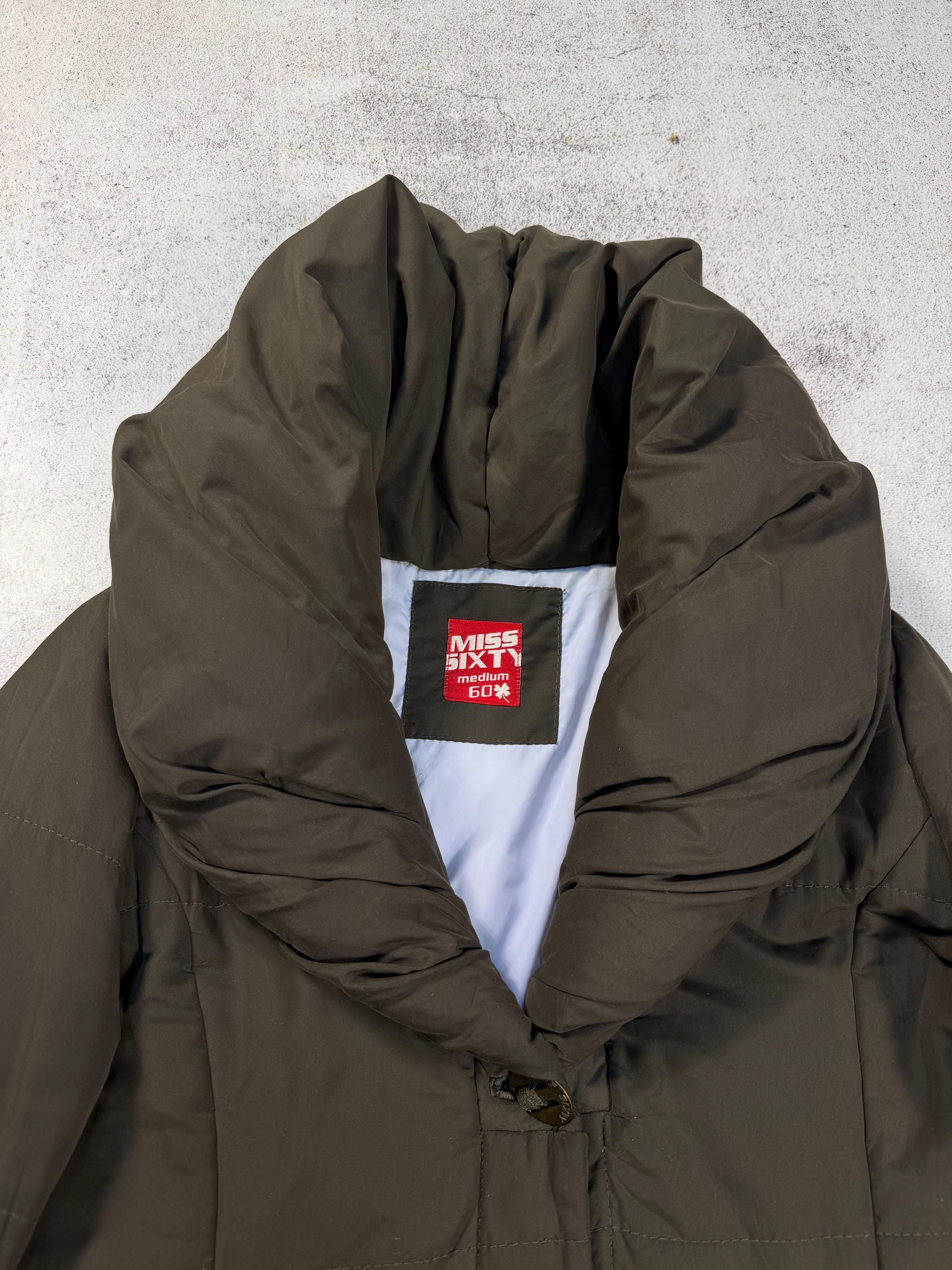 Miss Sixty M60 Women's Vintage 00s Puff Collar Y2k Jacket Army
