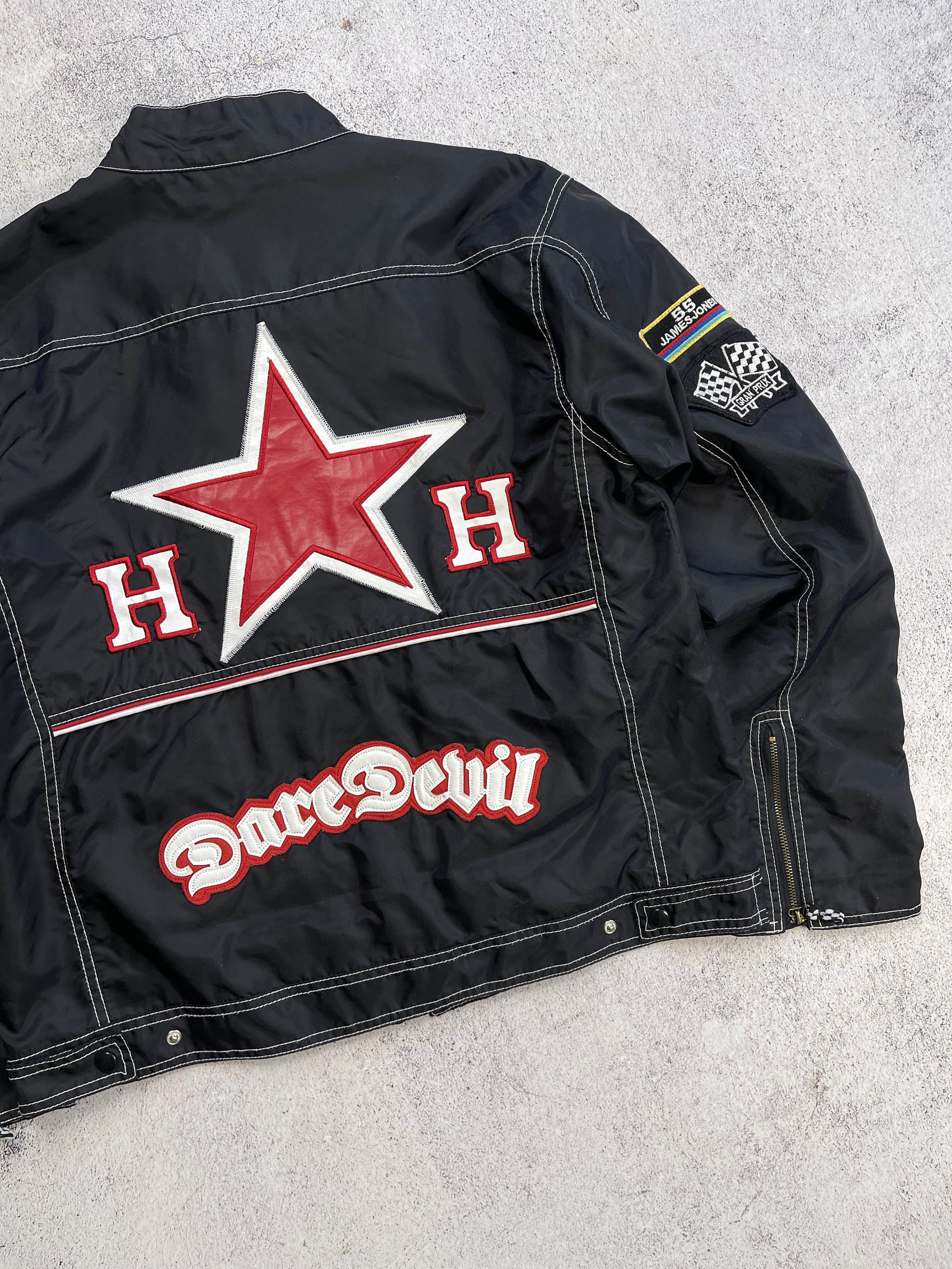 Harrison Gibson Vintage Racing Team Jacket Dare Devil Star Nascar