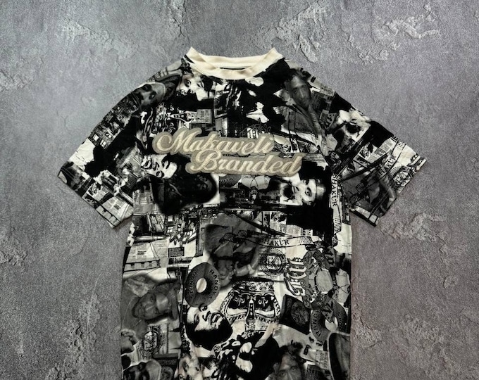 Makaveli Vintage Rap Hip Hop T-shirt Crew Neck 90s Tupac All printed Y2K Sz M
