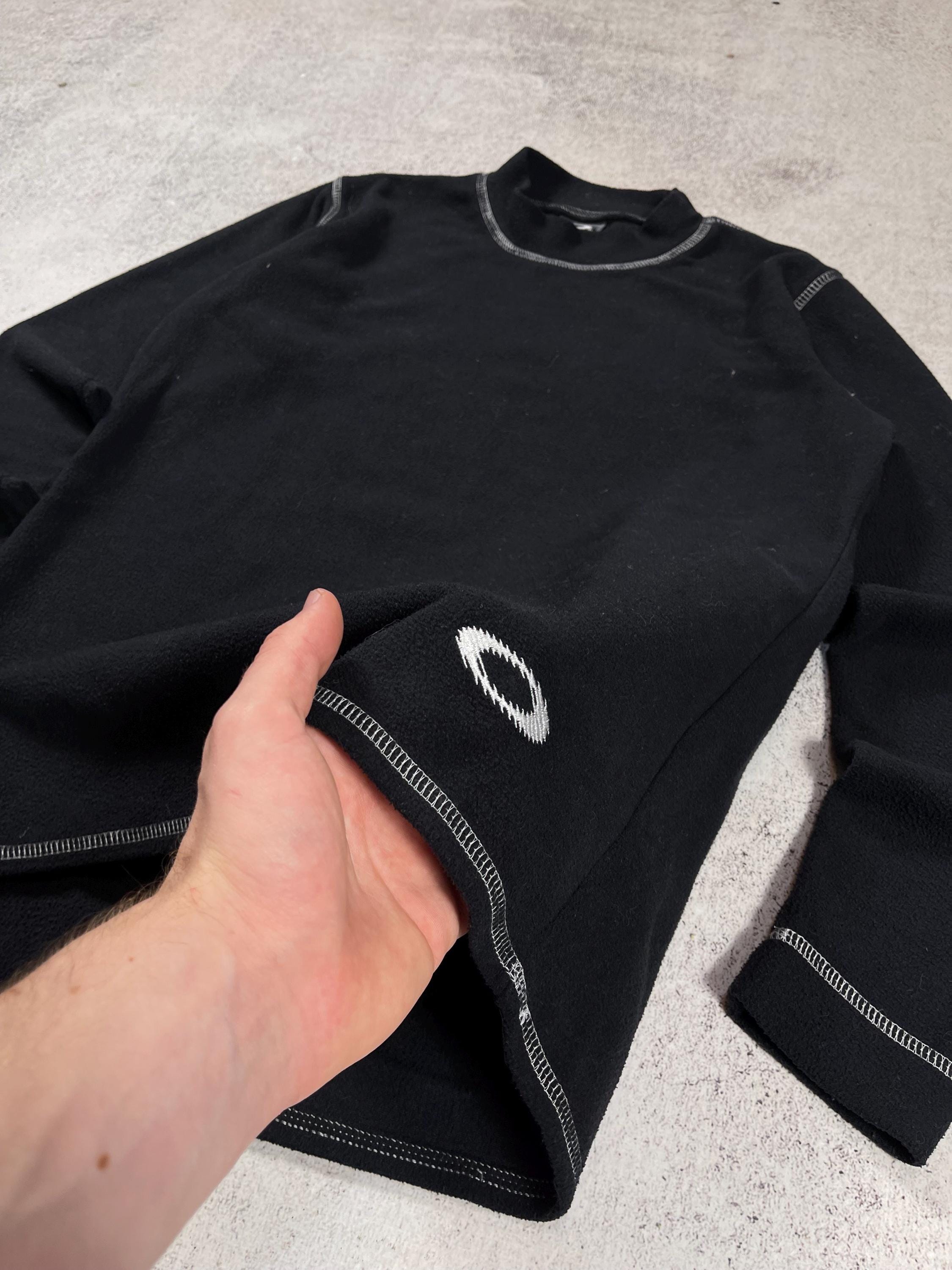 Oakley Software Vintage 90s Men's Mock Neck Black Pullover Fleece