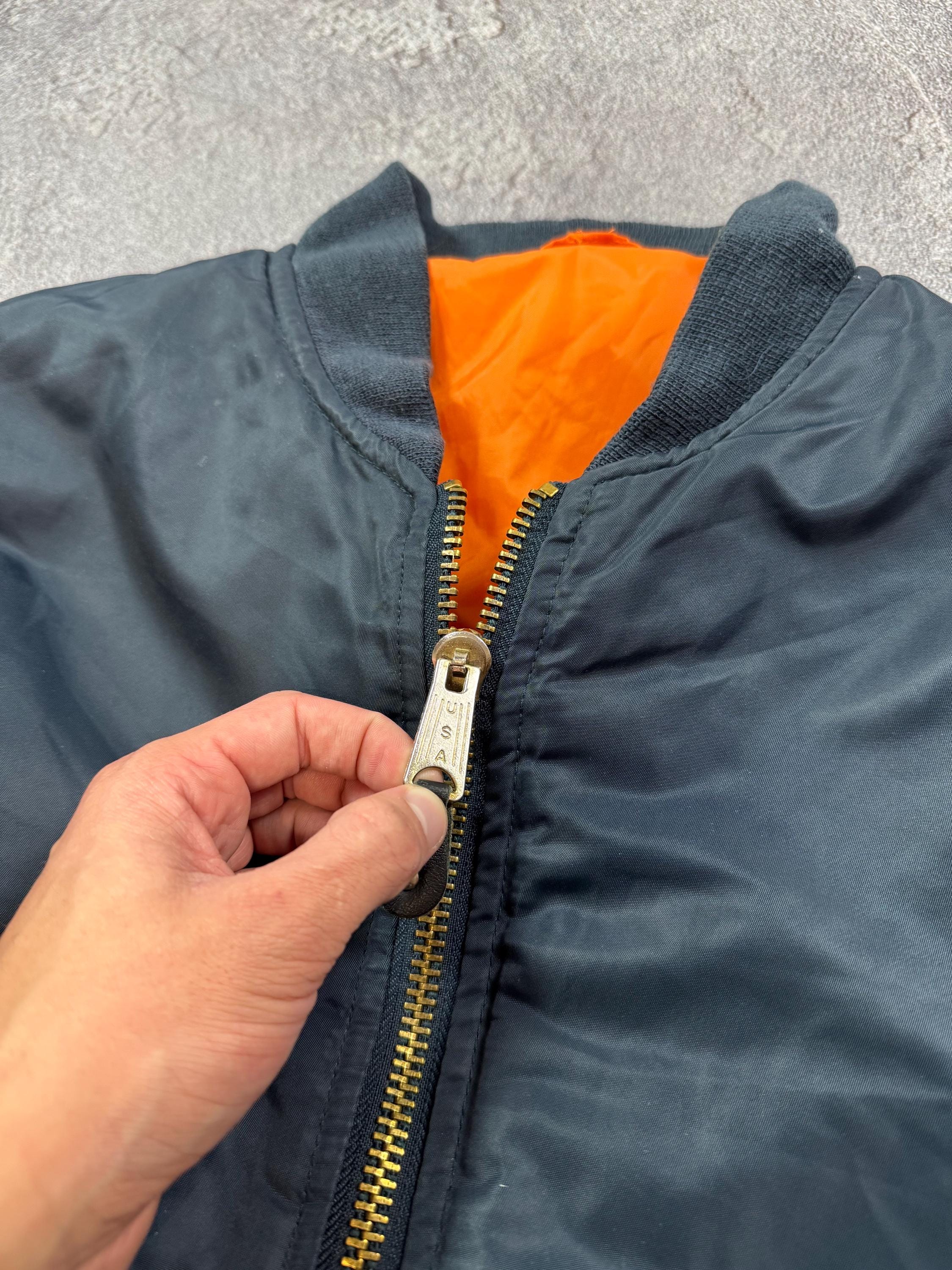 Vintage MA-1 USAF Flyer's Reversible Navy Blue/orange Bomber