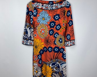Emilio Pucci Women's Jersey Silk Dress Flower Print 3/4 Sleeve Size 36