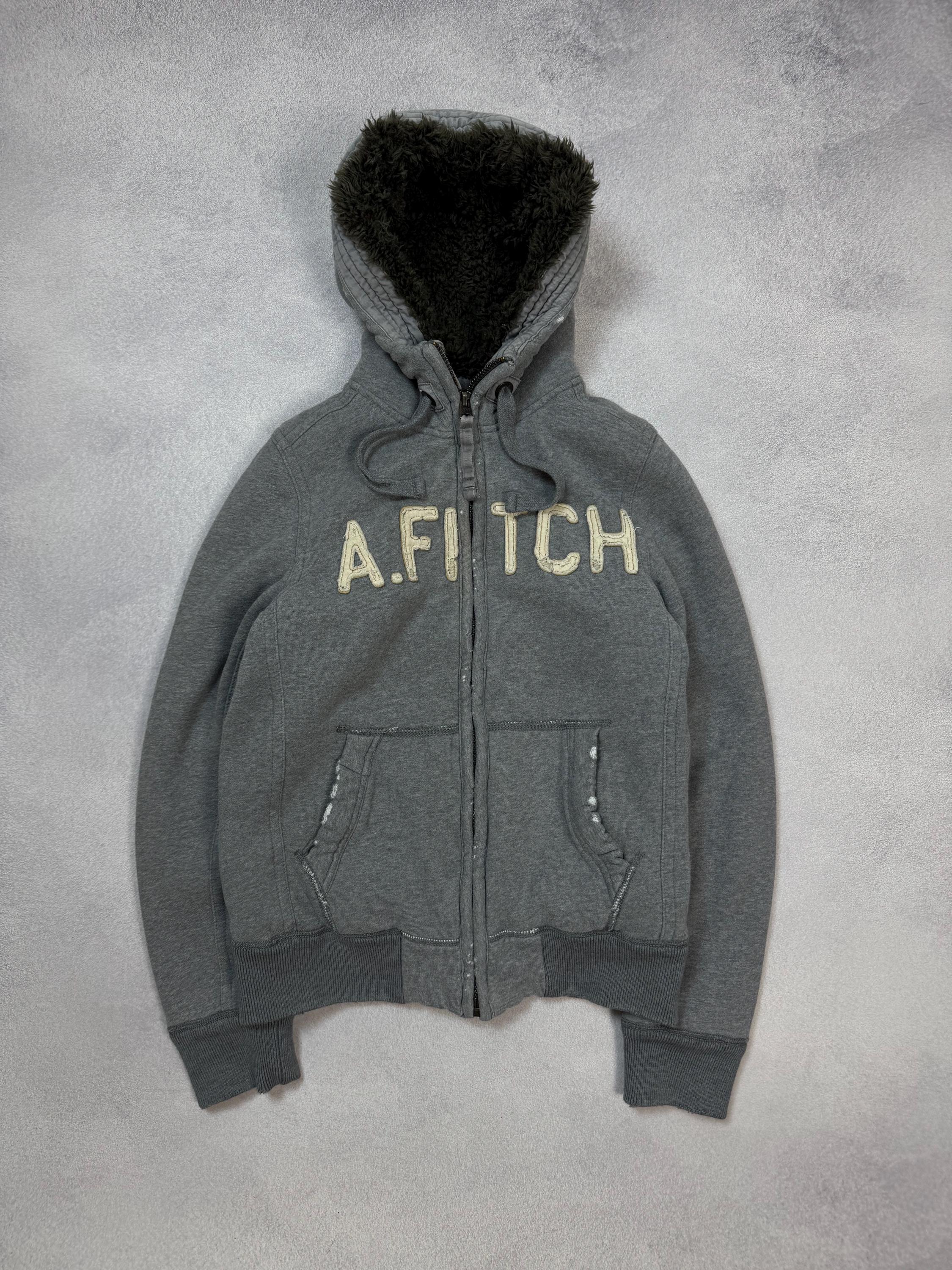 Rare Abercrombie & Fitch Y2K Wolf Jaw Jacket Fur Faux Zip Hoodie
