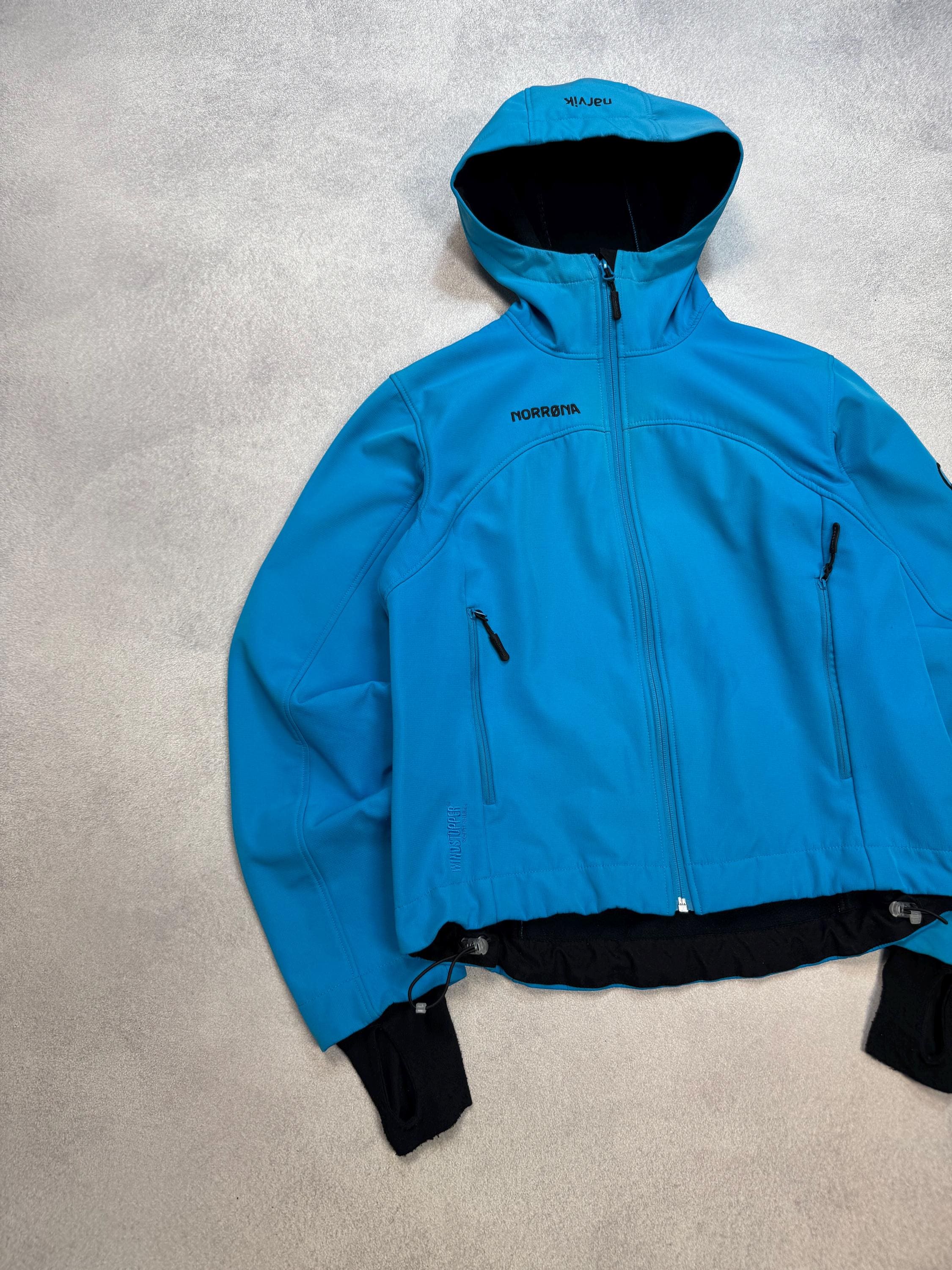 Norrona Narvik Windstopper Soft Shell Jacket Blue Hooded Womens