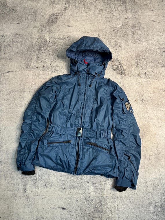 Women s Bogner Fire and Ice Ski Puffer Blue Winter Belted Parka Jacket Size 36 S Etsy Canada