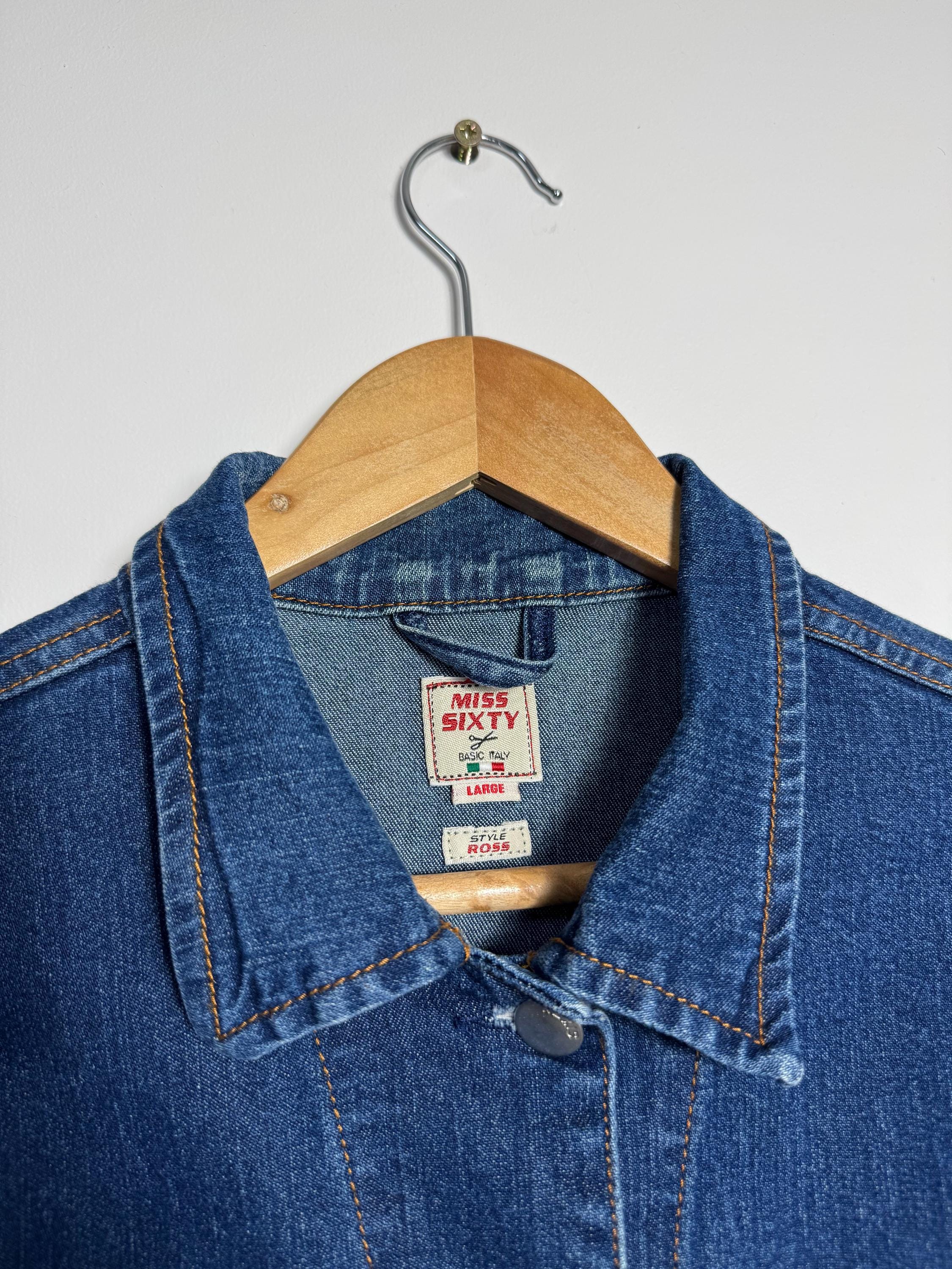 Miss Sixty Jeans Denim Jacket Style Ross Size L Button Down Y2K