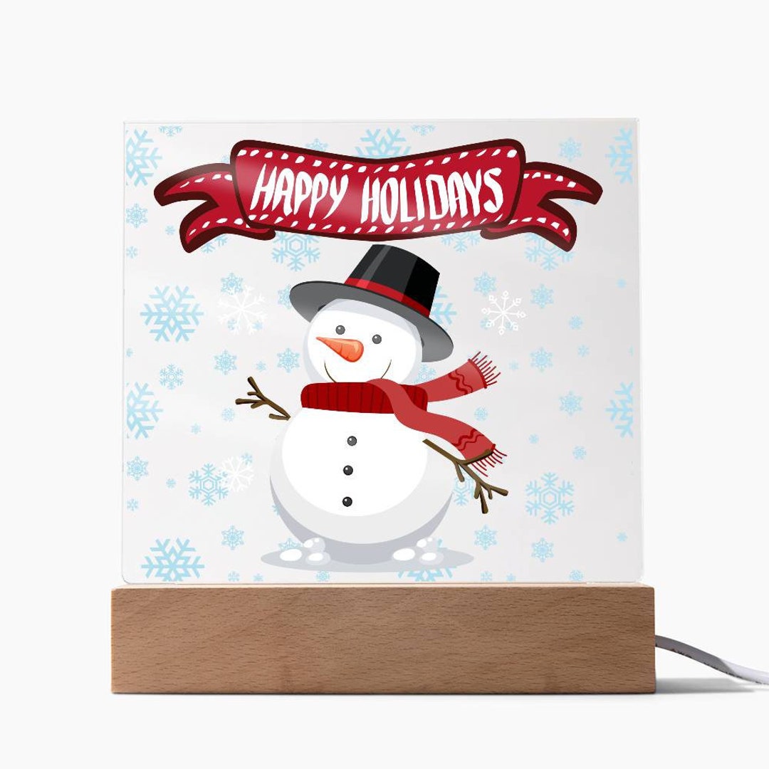 Christmas Holiday Plaque LED Acrylic Square Christmas Light Etsy