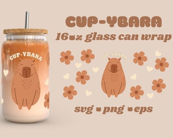 Capybara Libbey Glass Can Wrap, 16 oz Glass Can Svg, capybara Svg, Digital Download, Kawaii Wrap Svg, Cute Libbey Wrap, Cricut Cut File