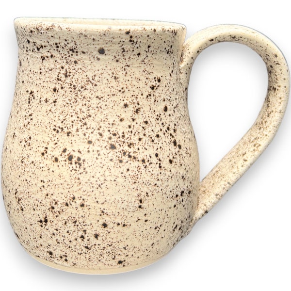 Winterwood Handmade Ceramic mug,  Large pottery Mug, 16oz coffee mug, cozy cabin mug, white black speckled mug, gift for you
