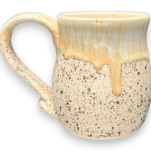 Winterwood stoneware mug, bellied Drip Mug, 13oz coffee mug, artisan mug, ceramic cup, artisan vessel, brown black white mug, gift for her